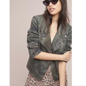 Anthropologie Marrakech Sueded Camo Moto Jacket